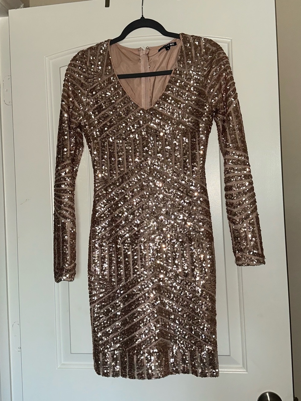 Gianni Bini Rose Gold Sequin Long Sleeve Dress
